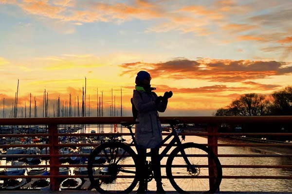 Cyclist at sunset