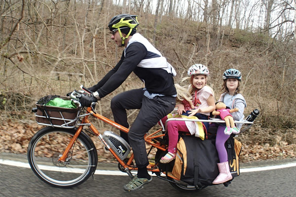 Family on cargo bicycle