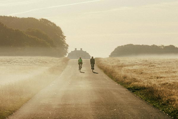Cyclists on country lane